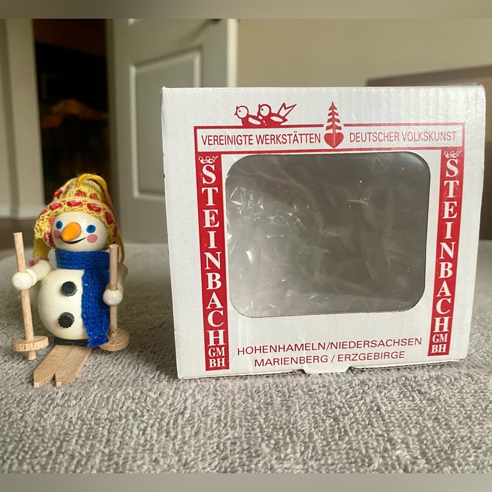 Vintage Steinbach Skiing Snowman Ornament